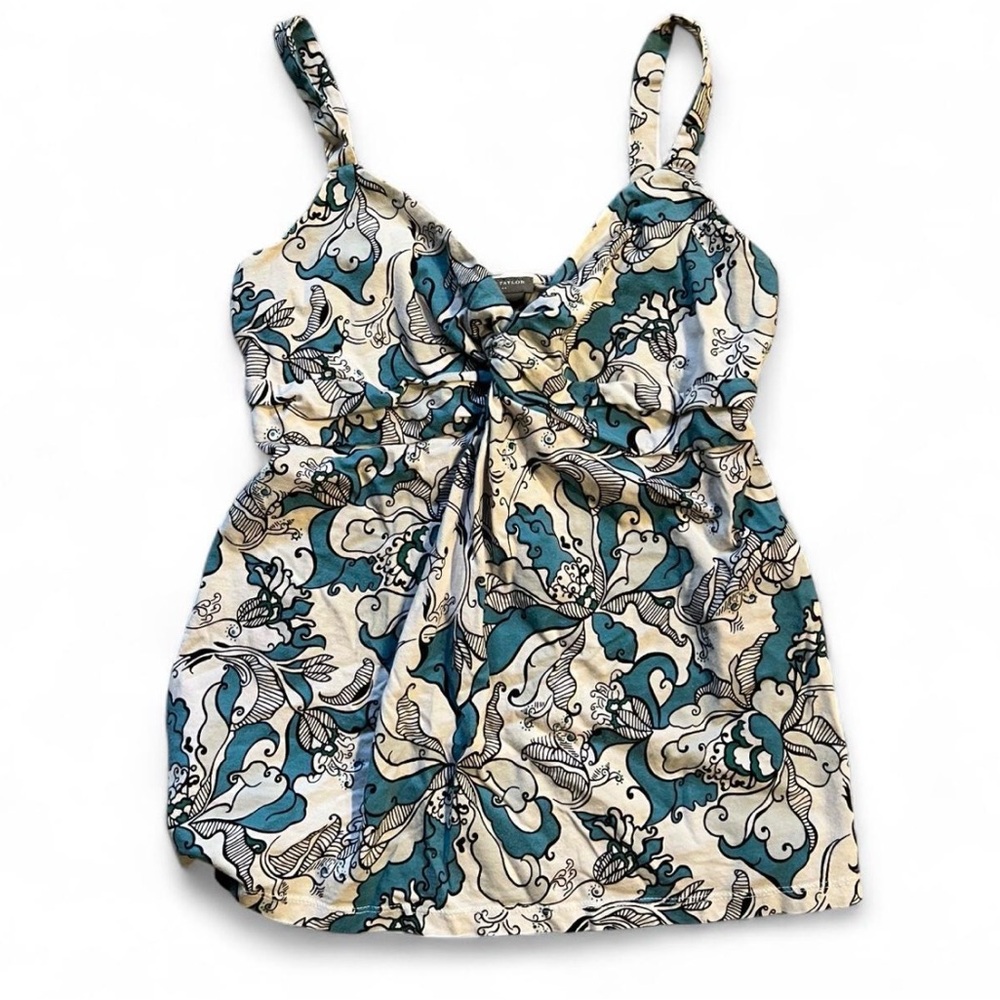 Ann Taylor Blue and Cream Floral Camisole